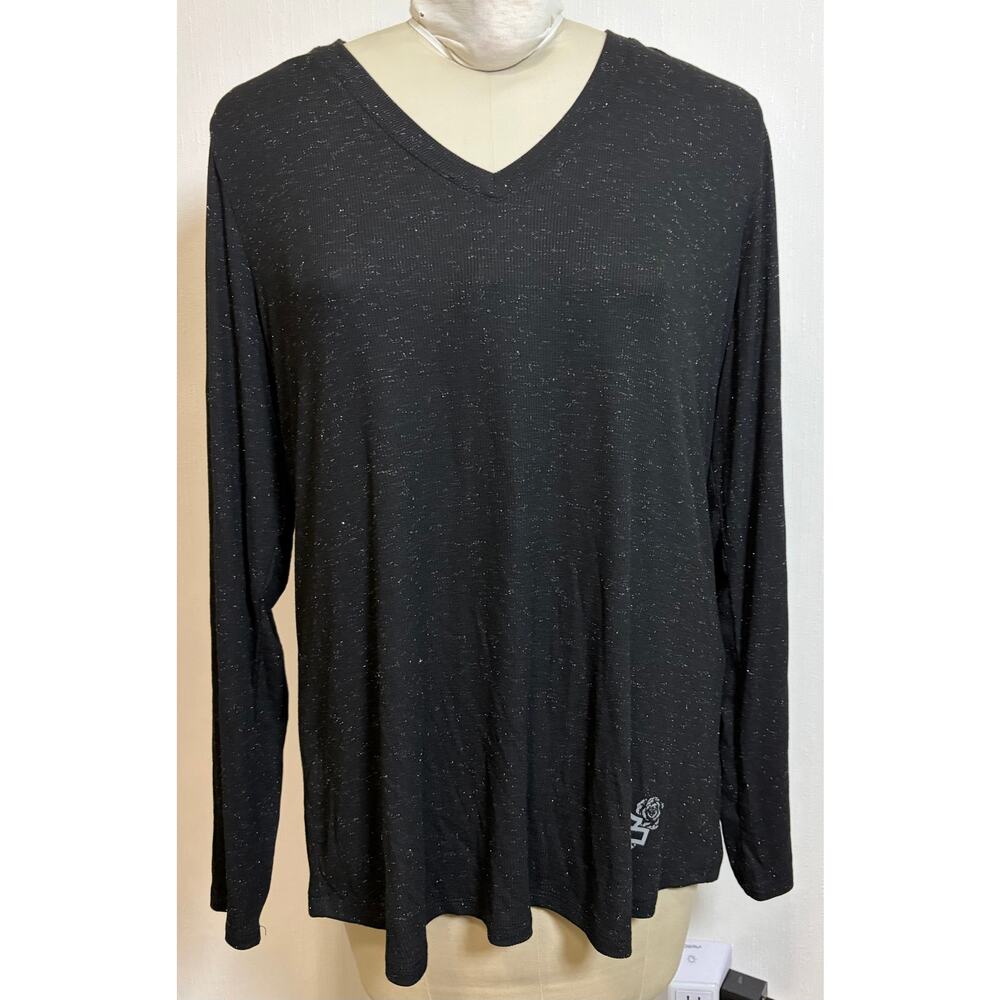 NWT Harley Davidson Women’s LS Black Crew Neck T Shirt 2XL NWT Speckled Metallic